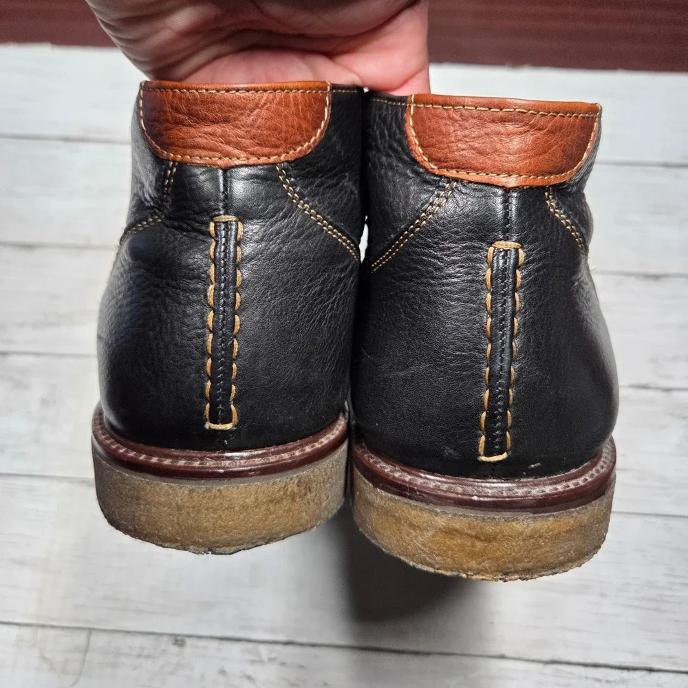 Johnston & Murphy Chukka Boots Men 12M Black 25-2021 Leather Memory Foam Damaged